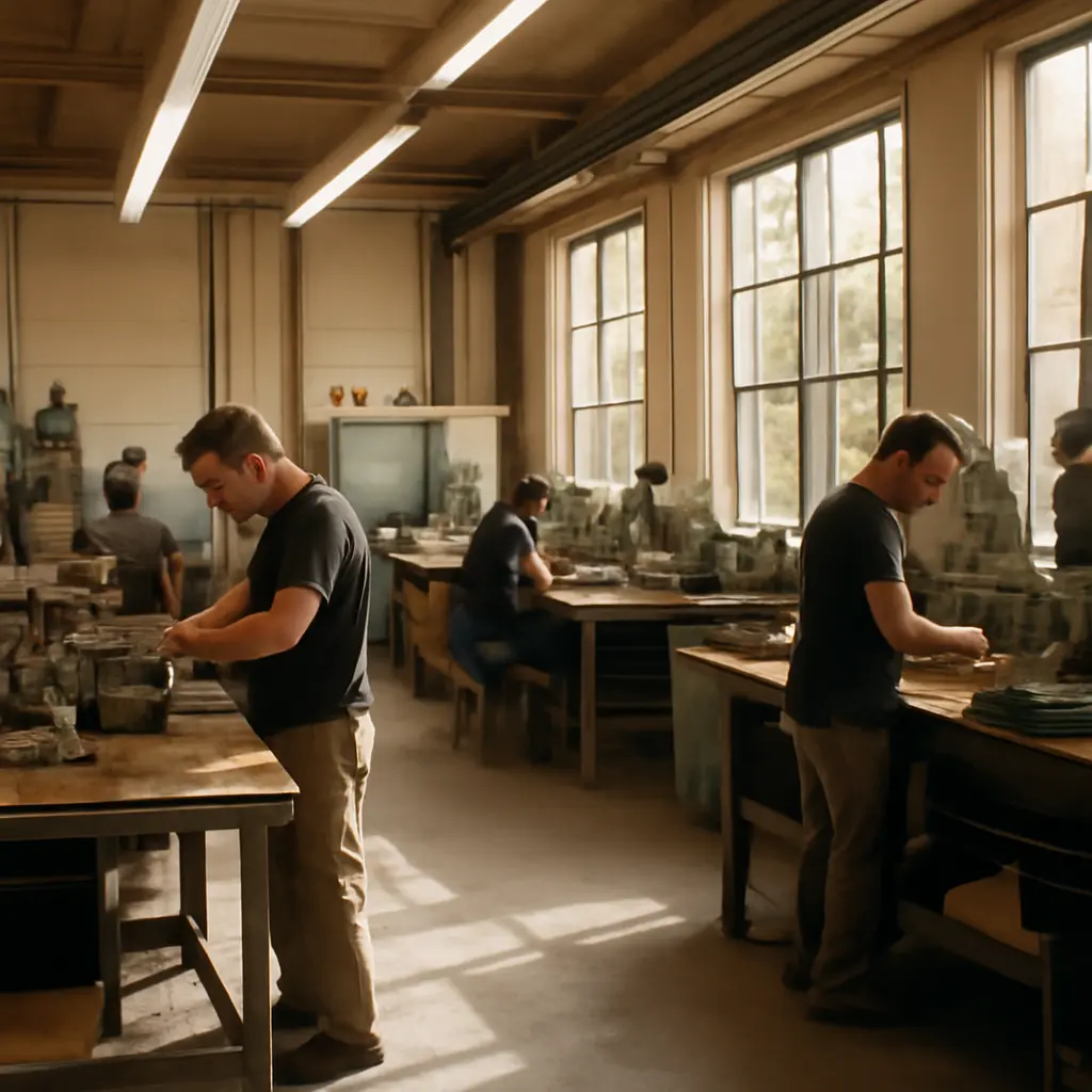 Рабочий процесс на предприятии в Донецке, отражающий экономическую жизнь города