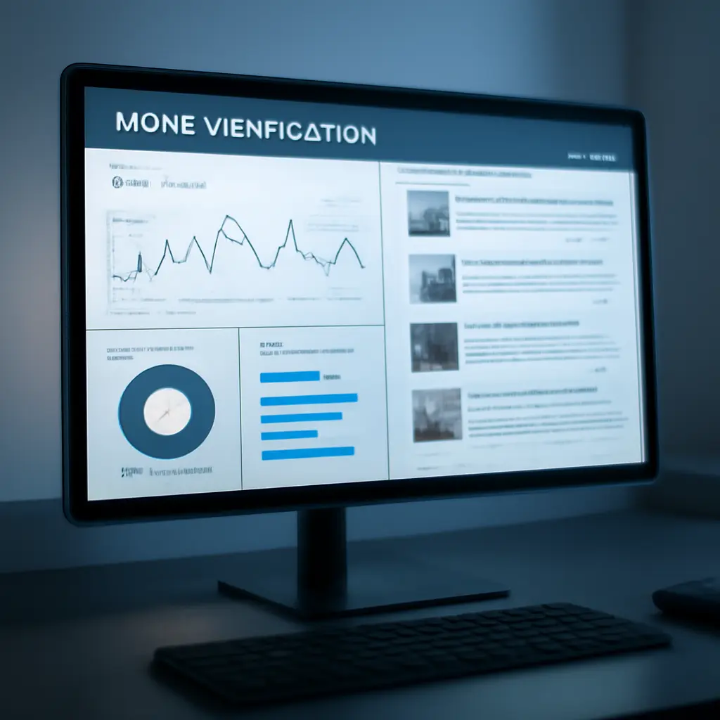 Экран компьютера с аналитической панелью для проверки достоверности новостей